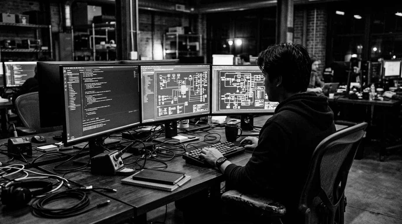 NEXACT engineering studio workstation background